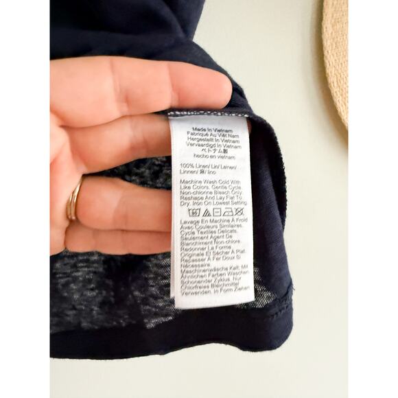 J.Crew | NWT New relaxed linen T-shirt in Navy Blue | Sz XXS - Picture 5 of 7